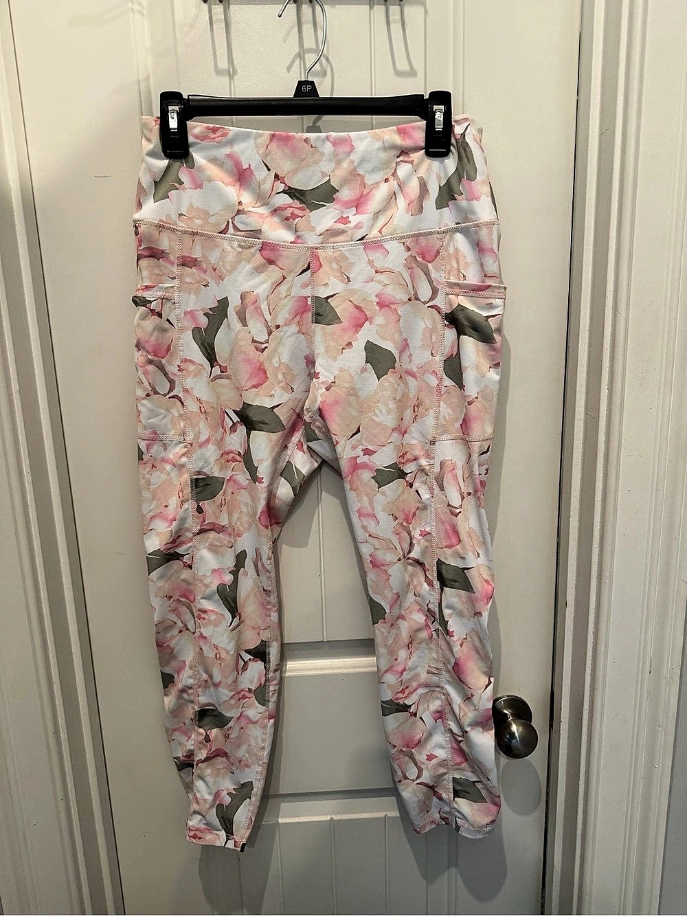 Apana Floral High Waist Pocket Leggings Pink & Gray Large